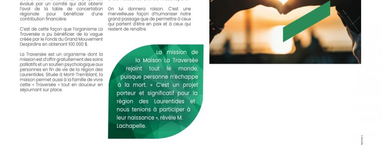 122 000 dollars pour humaniser le « Grand Passage »