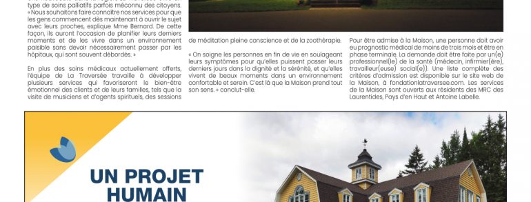 La Traversée : havre de paix pour personnes en fin de vie